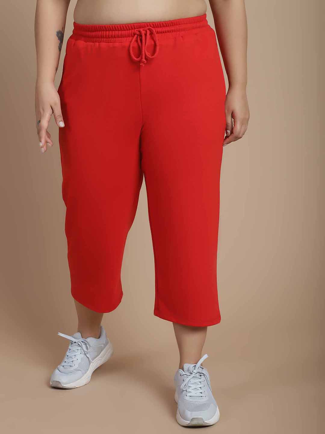 

Rute Women Plus Size Cotton Capris, Red