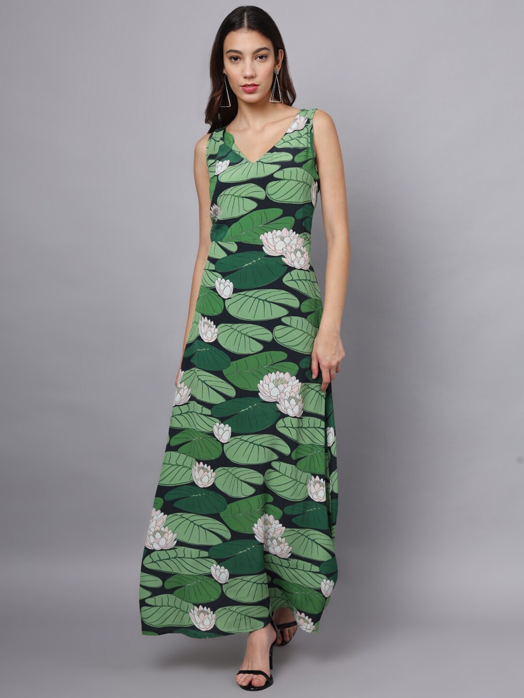 

Eavan Women Tropical Printed Maxi Dress, Green