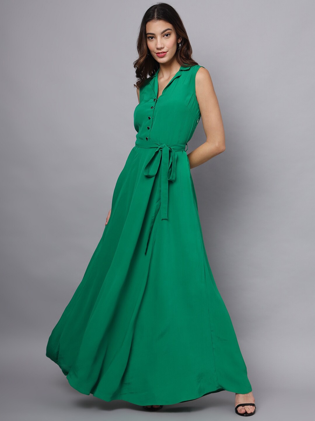 

Eavan Women Solid Sleeveless Maxi Dress, Green