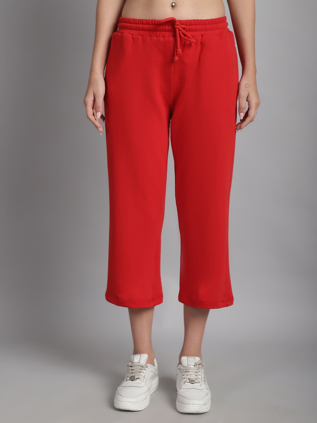 

Rute Women Mid Rise Cotton Capris, Red