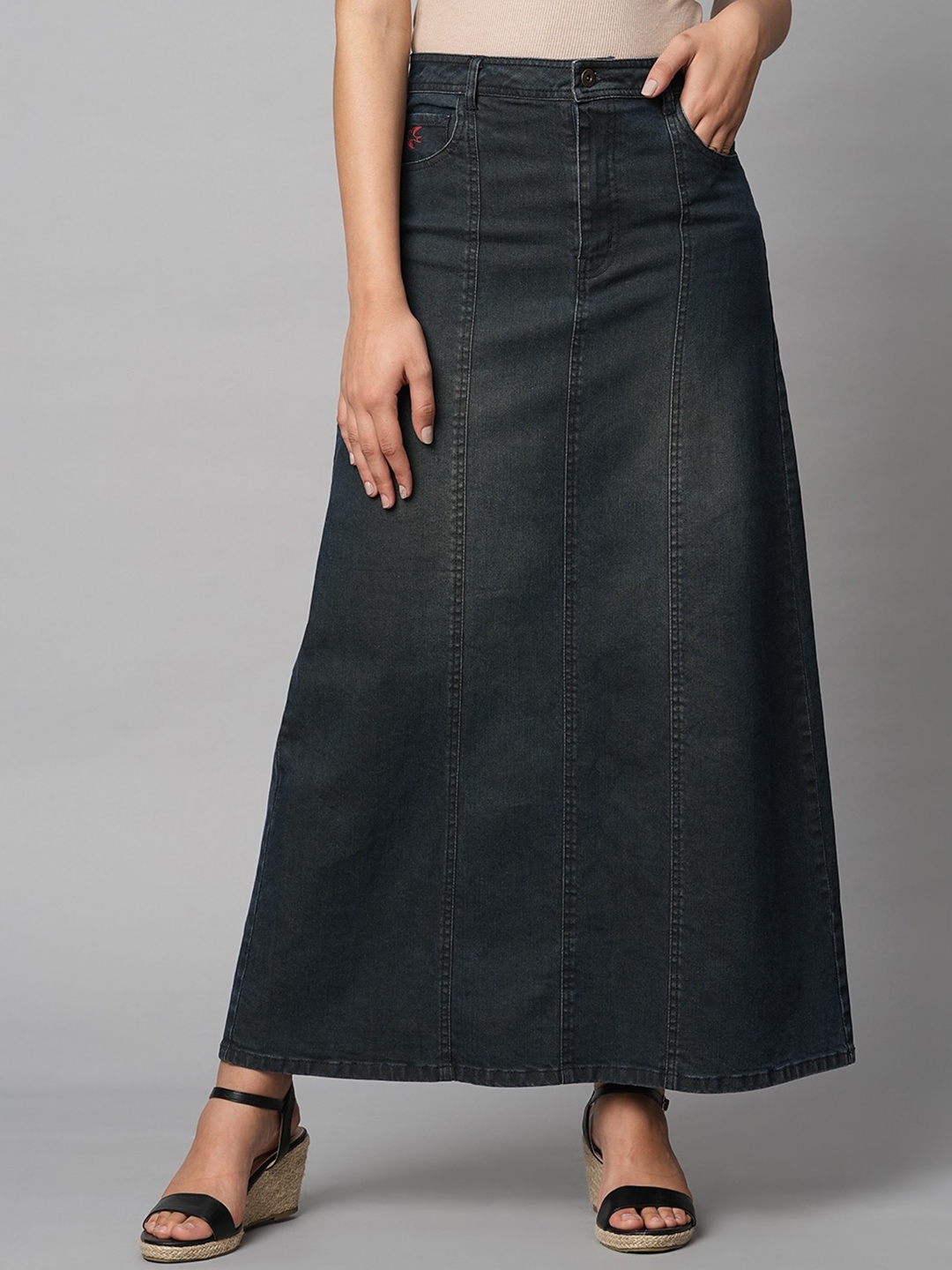 

Chemistry A-Line Maxi Denim Skirt, Blue