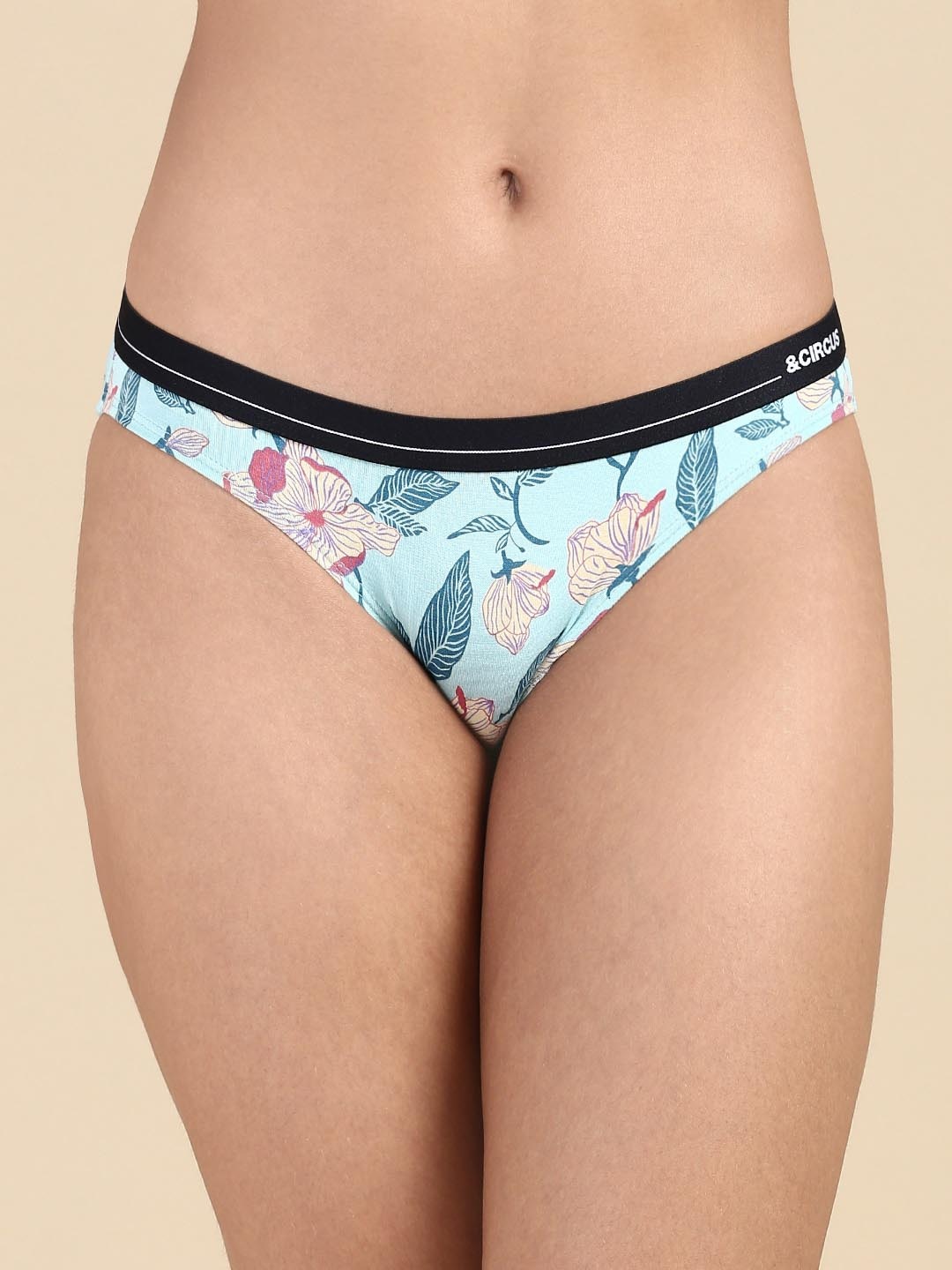

&CIRCUS Floral Printed MicroModal Bikini, Blue