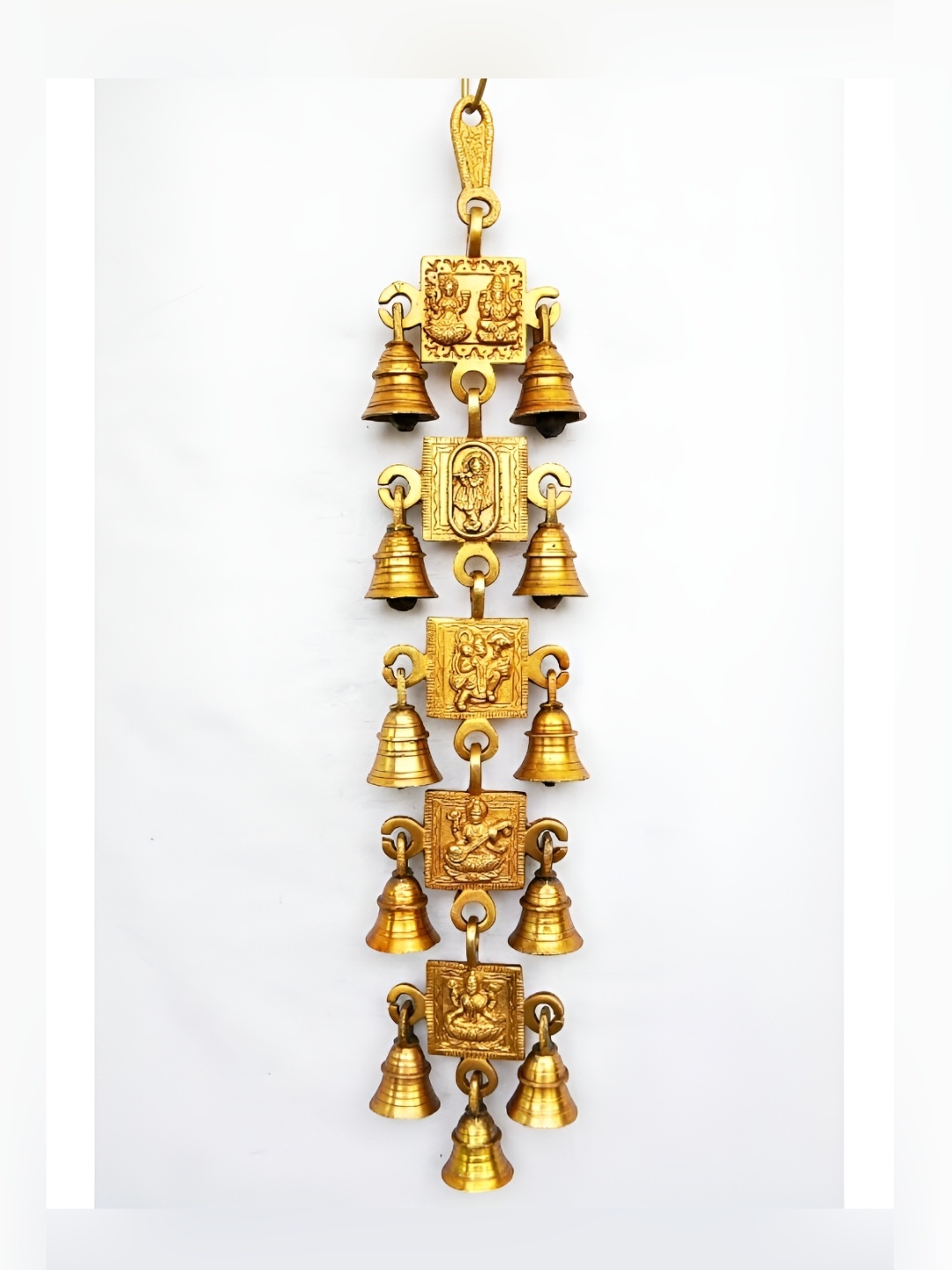 

Aakrati Yellow Bells Wind Chime With Religious Figures Wall Hanging