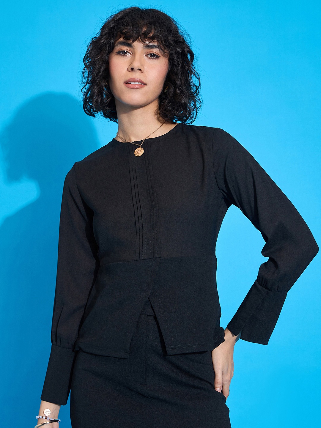 SASSAFRAS worklyf Georgette Top, Black