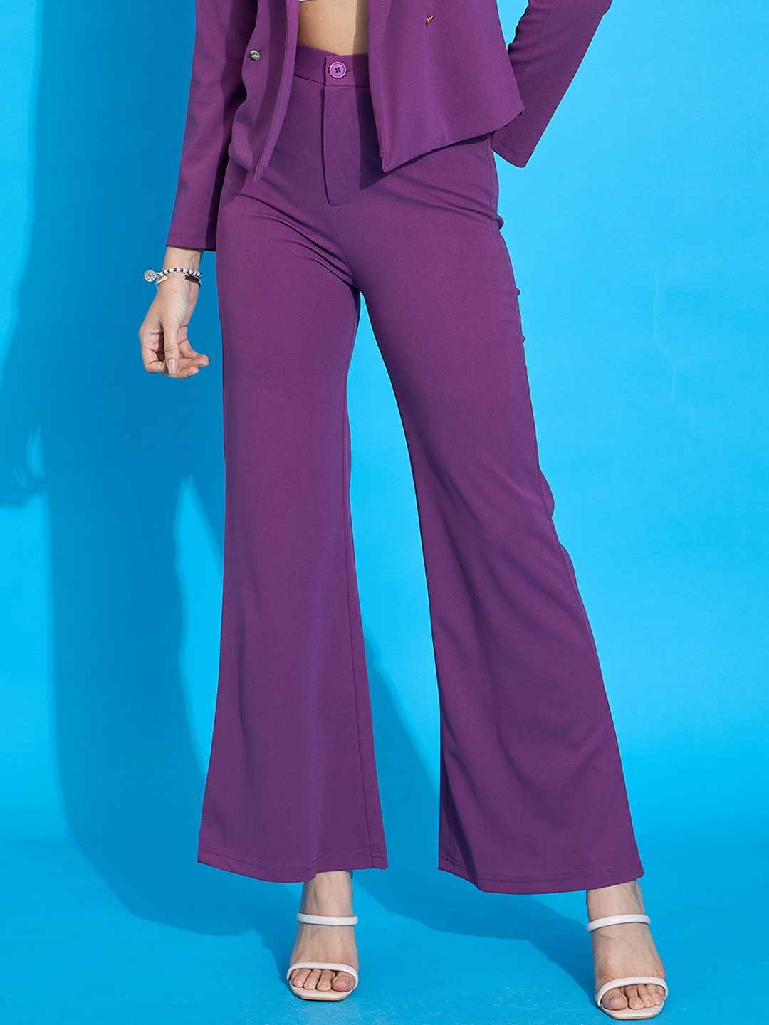 

SASSAFRAS worklyf Women High-Rise Bootcut Trousers, Purple