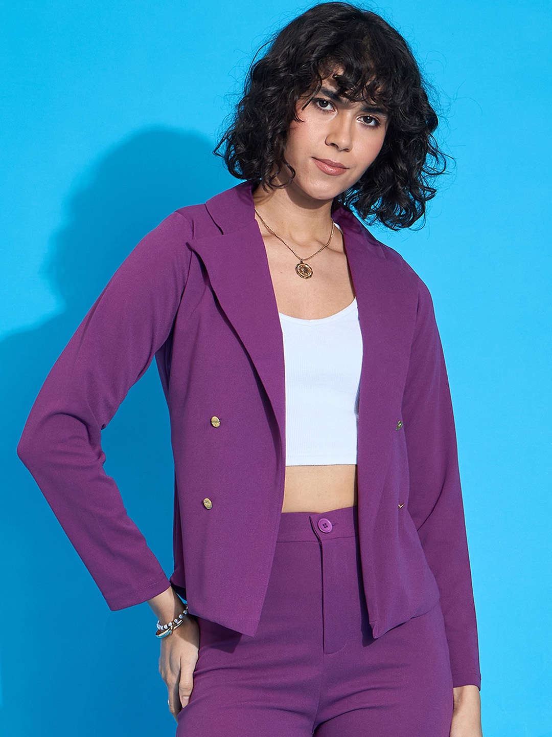 

SASSAFRAS worklyf Single-Breasted Blazer, Purple