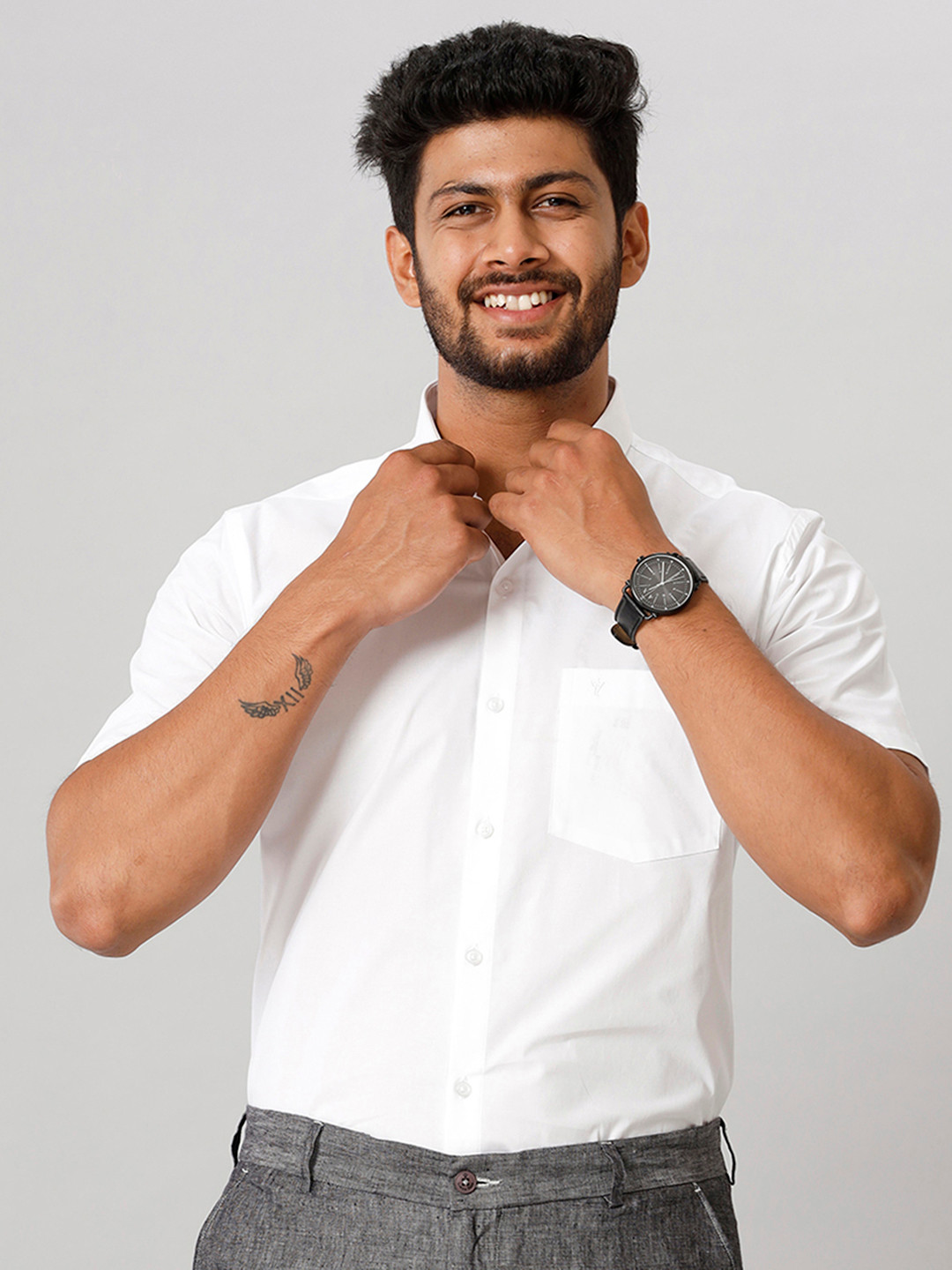 

Ramraj Slim Fit Pure Cotton Formal Shirt, White
