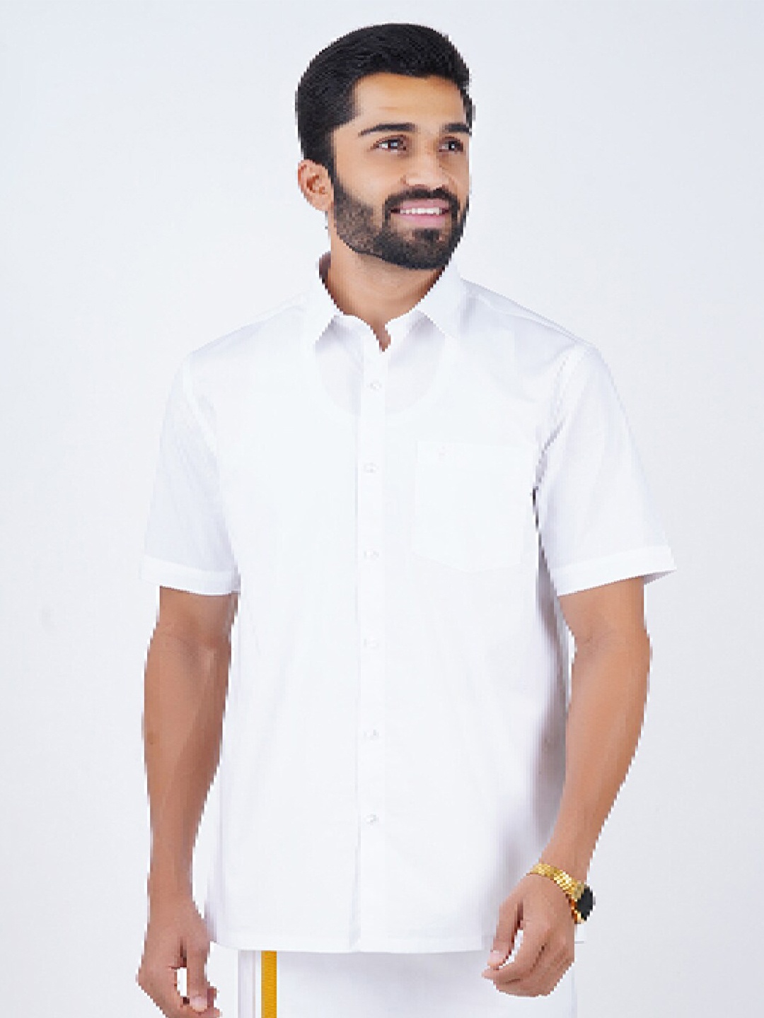 

Ramraj Spread Collar Slim Fit Pure Cotton Casual Shirt, White