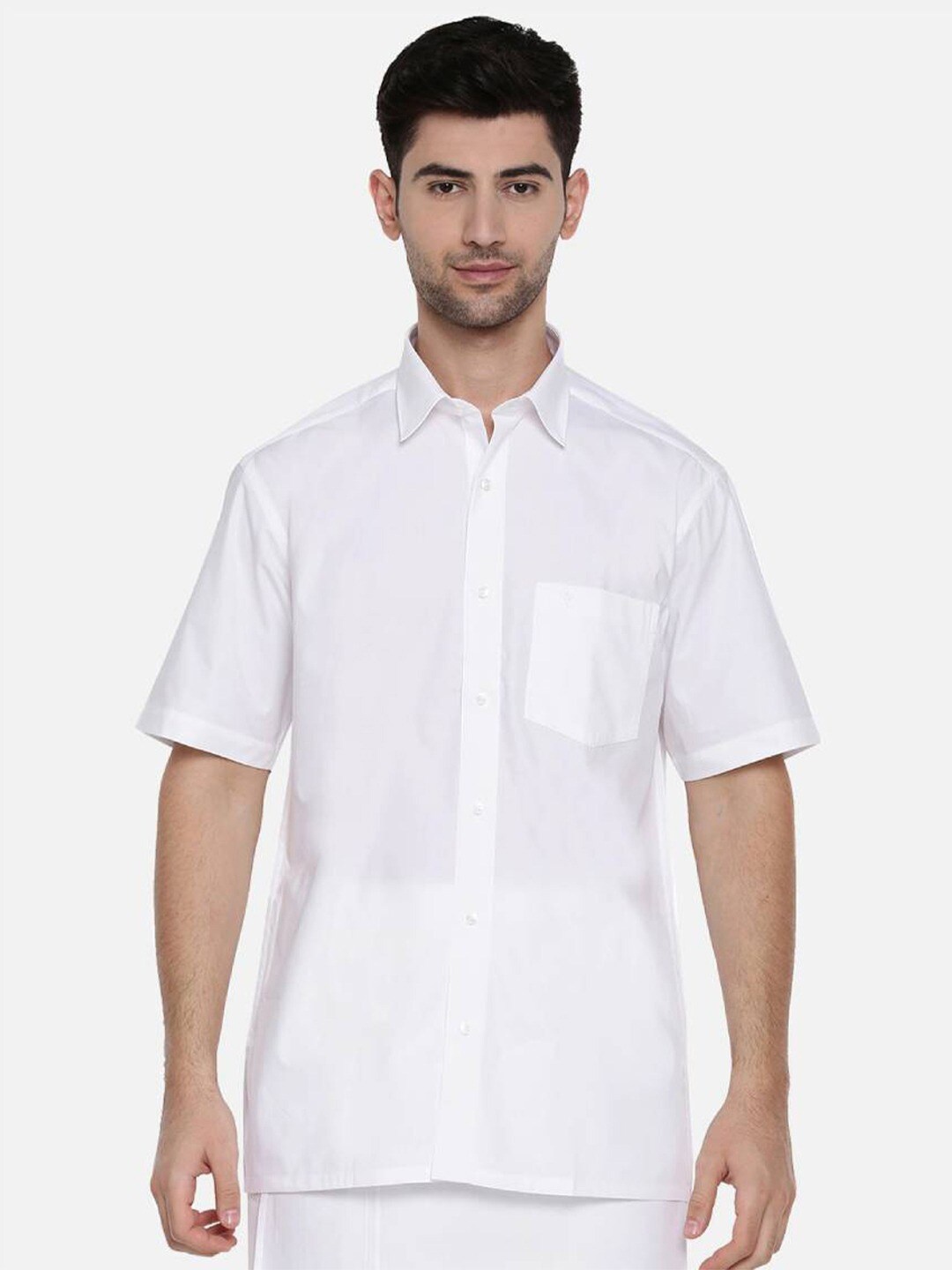 

Ramraj Tailored Fit Pure Cotton Casual Shirt, White