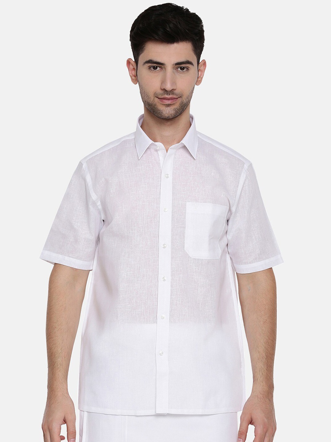 

Ramraj Spread Collar Pure Cotton Casual Shirt, White