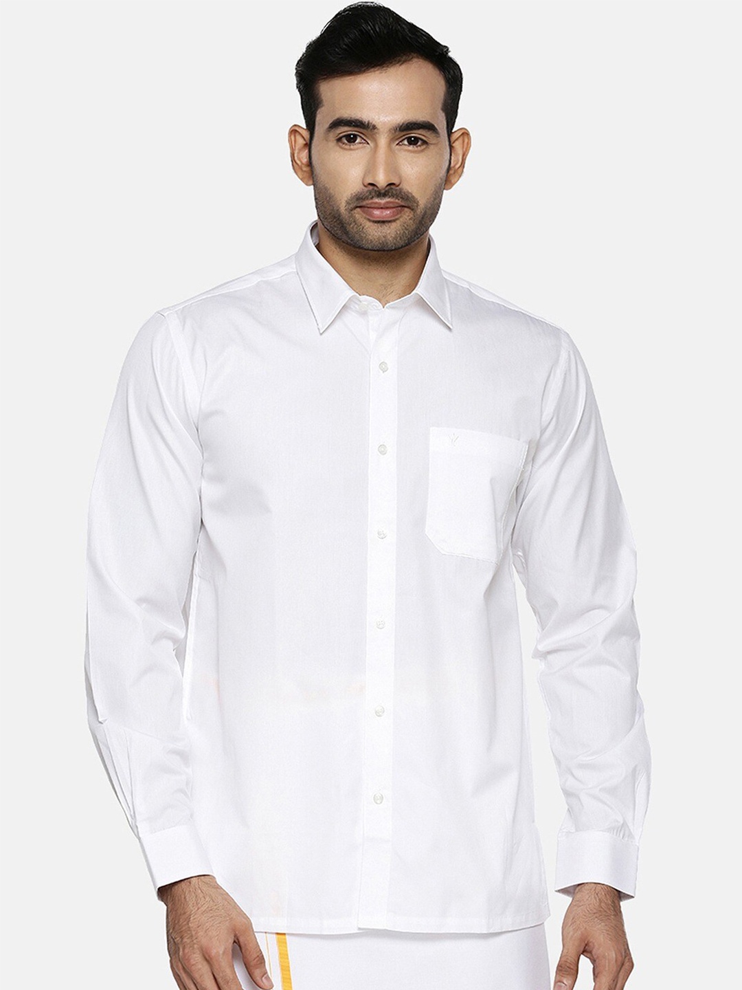 

Ramraj Spread Collar Pure Cotton Casual Shirt, White