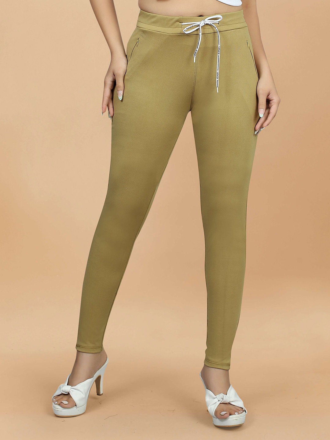 

Aardiva Women Skinny Fit High Waist Stretchable Jeggings, Green