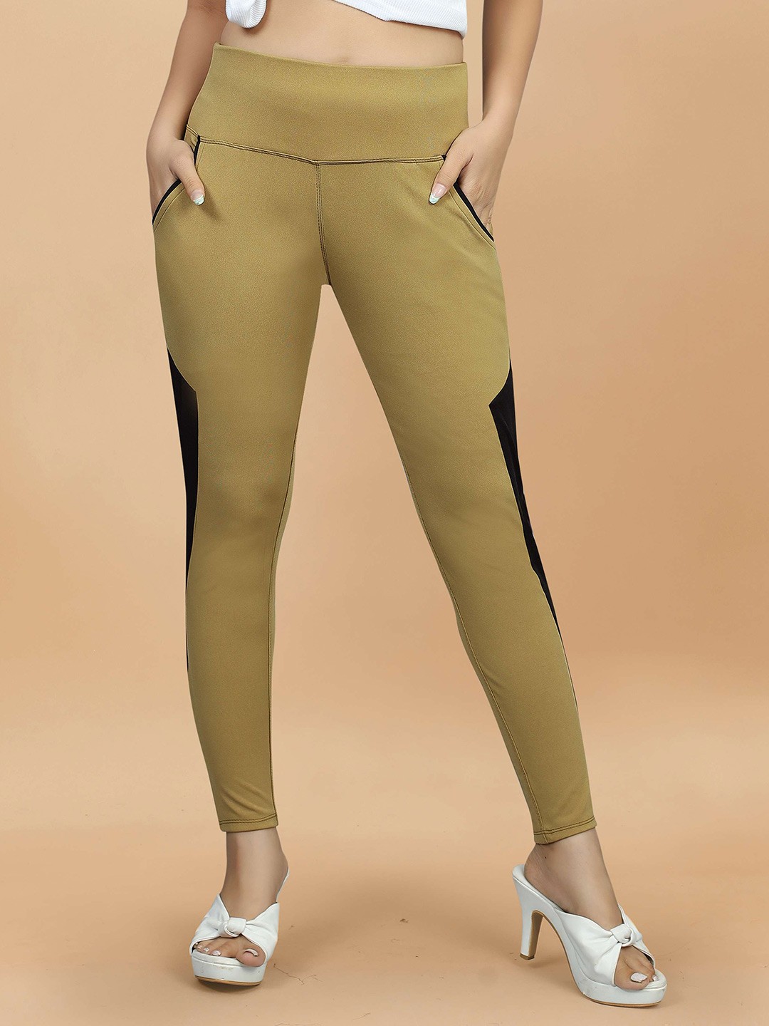 

Aardiva Women Skinny Fit High Waist Stretchable Jeggings, Green