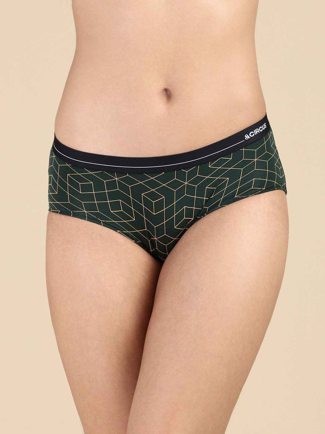 

&CIRCUS Printed Full Coverage Mid Rise MicroModalHipster Briefs, Green