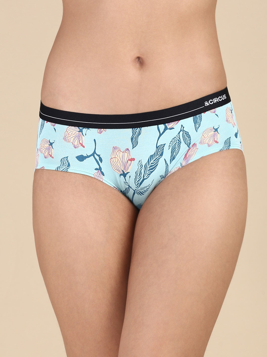 

&CIRCUS Floral Full Coverage Mid Rise MicroModalHipster Briefs, Blue