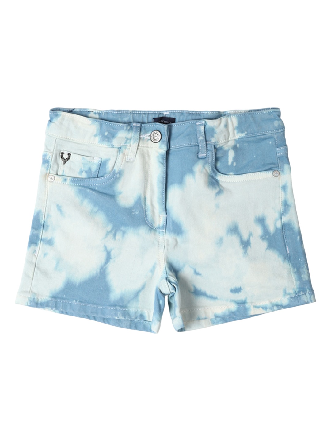 

Allen Solly Junior Girls Abstract Printed Denim Shorts, Blue
