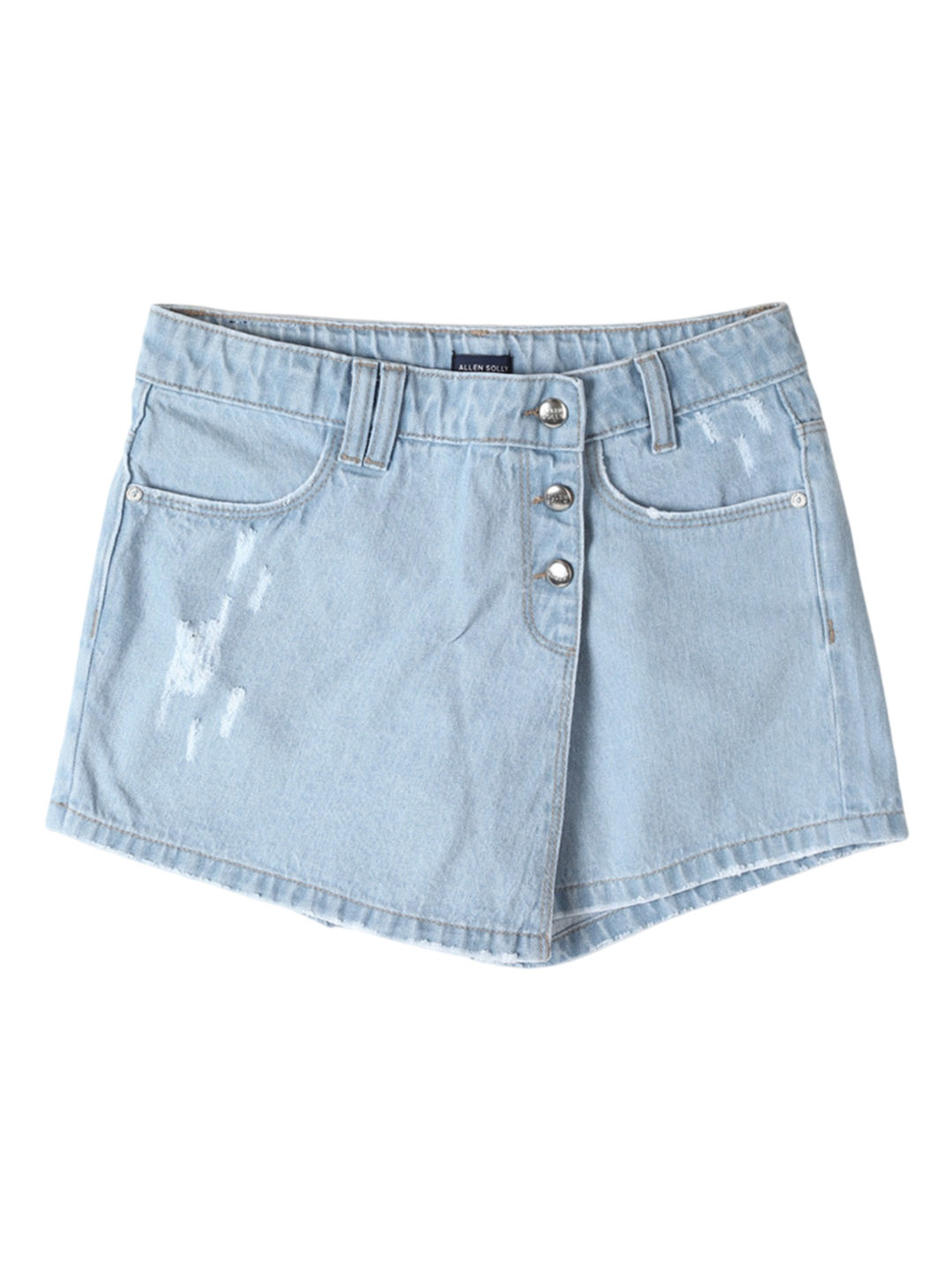 

Allen Solly Junior Girls Solid Denim Shorts With Button Closure, Blue