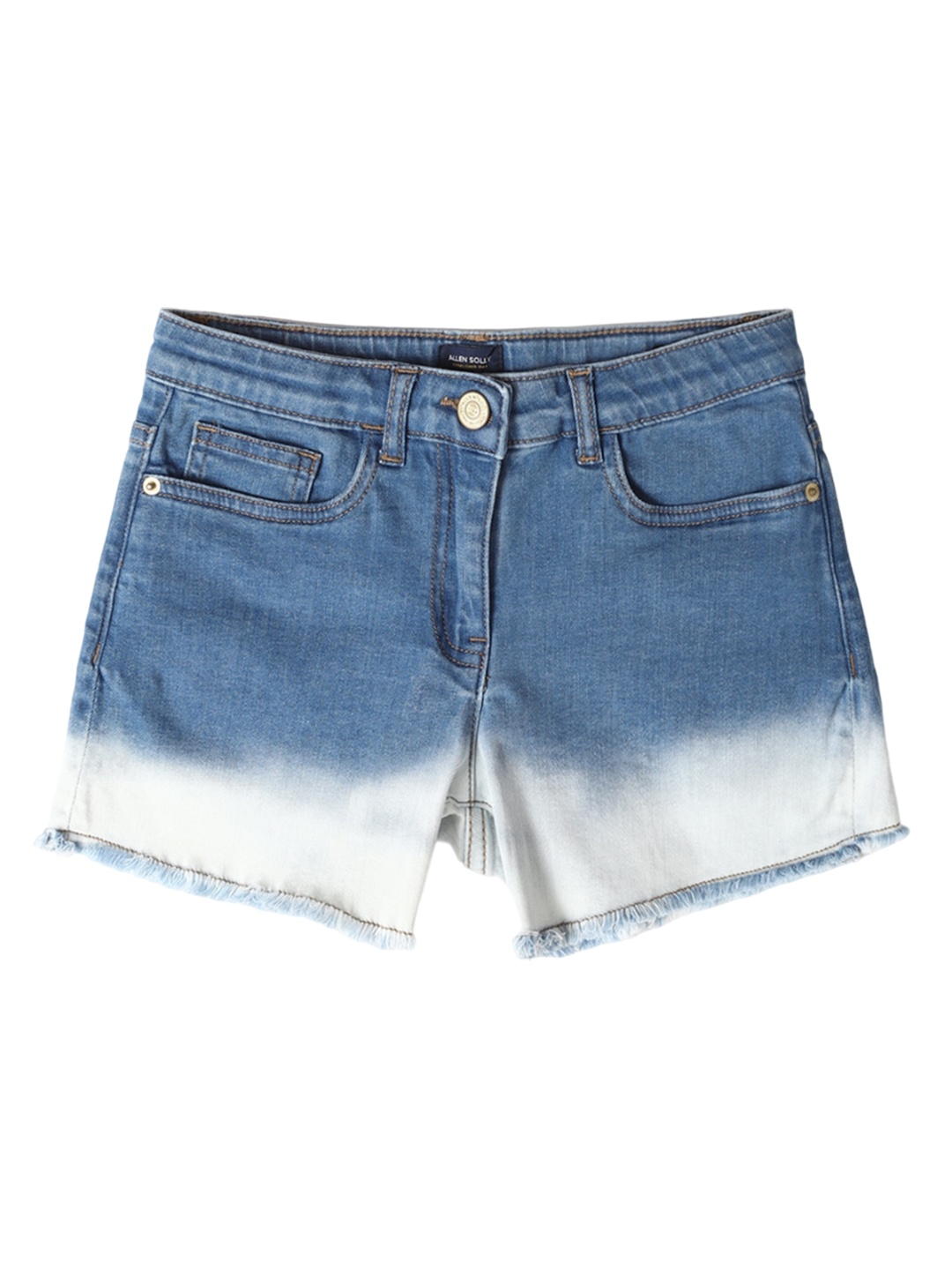 

Allen Solly Junior Girls Ombre Denim Shorts With Button Closure, Blue