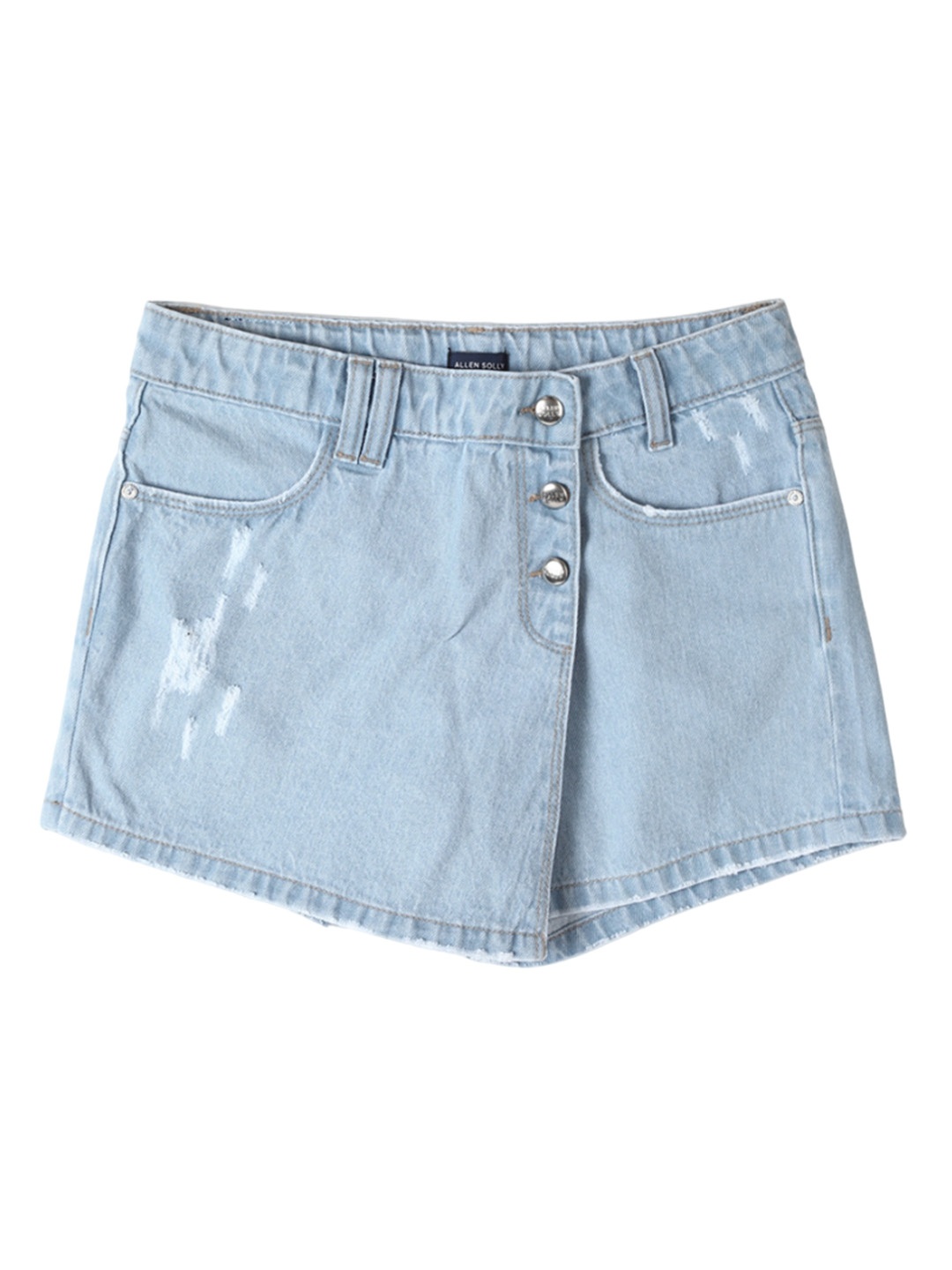 

Allen Solly Junior Girls Solid Denim Shorts With Button Closure, Blue