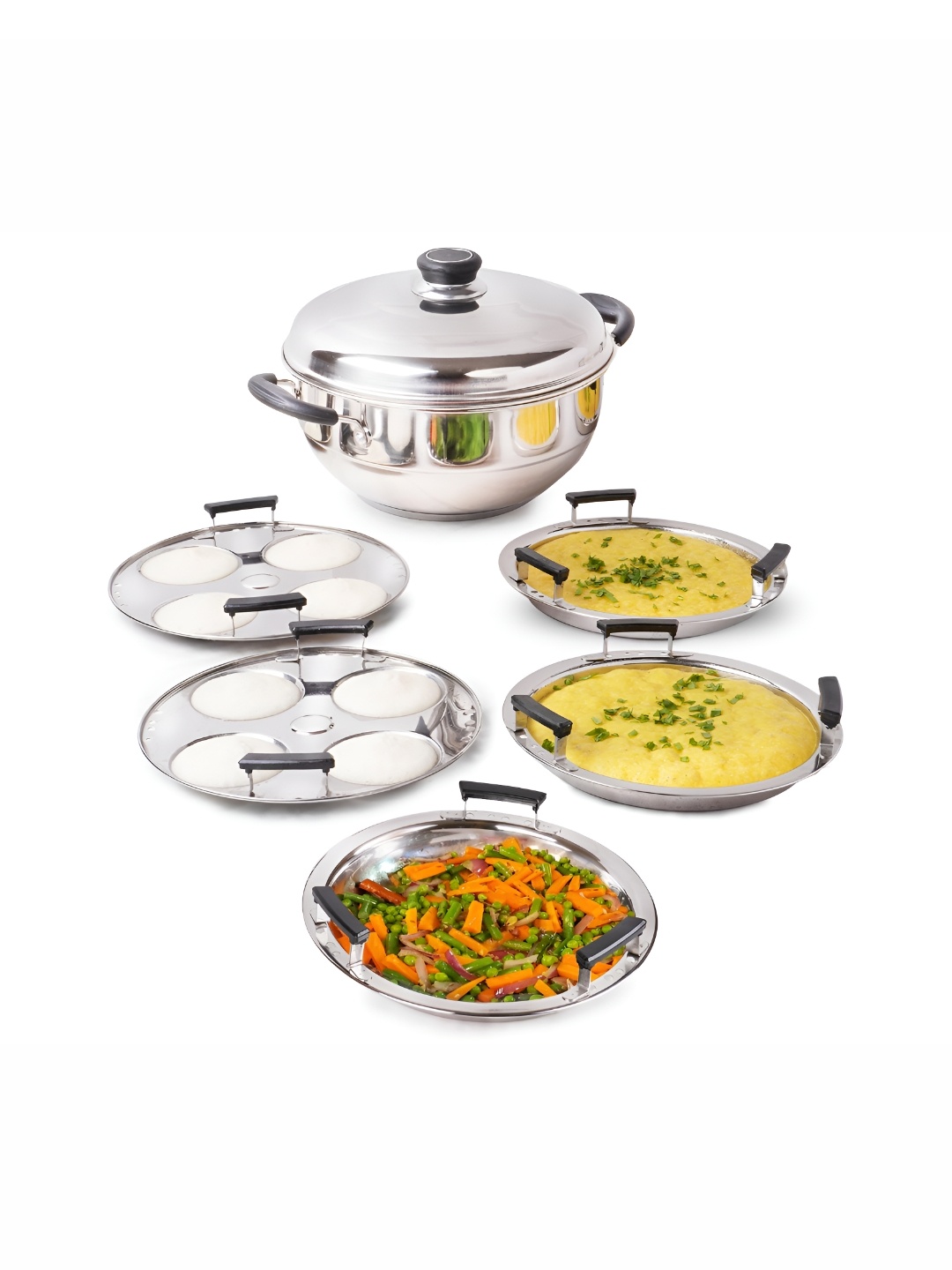 

The Indus Valley Steel Stainless Steel Induction Base Idli Maker