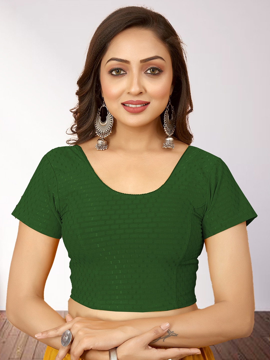 

N N ENTERPRISE Cotton Readymade Saree Blouse, Green