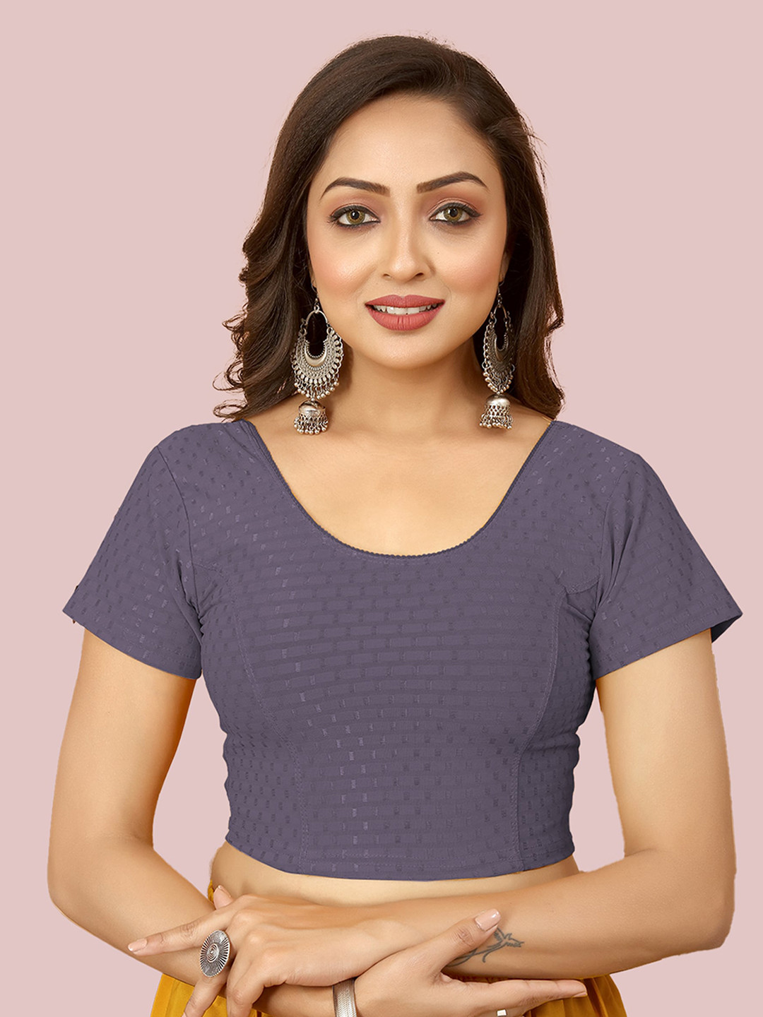 

N N ENTERPRISE Self Design Readymade Saree Blouse, Grey