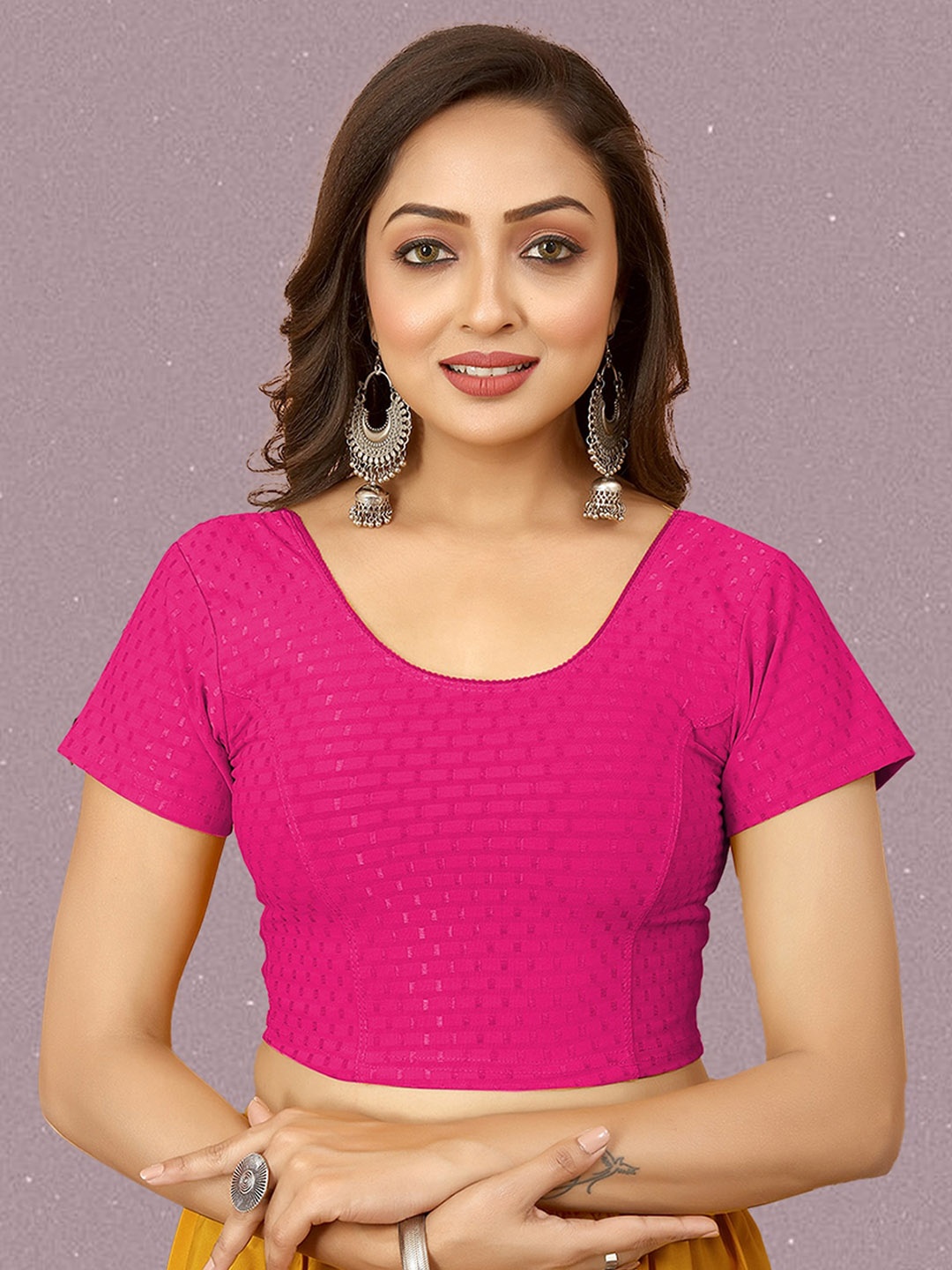 

N N ENTERPRISE Self Design Princess Cut Readymade Saree Blouse, Pink