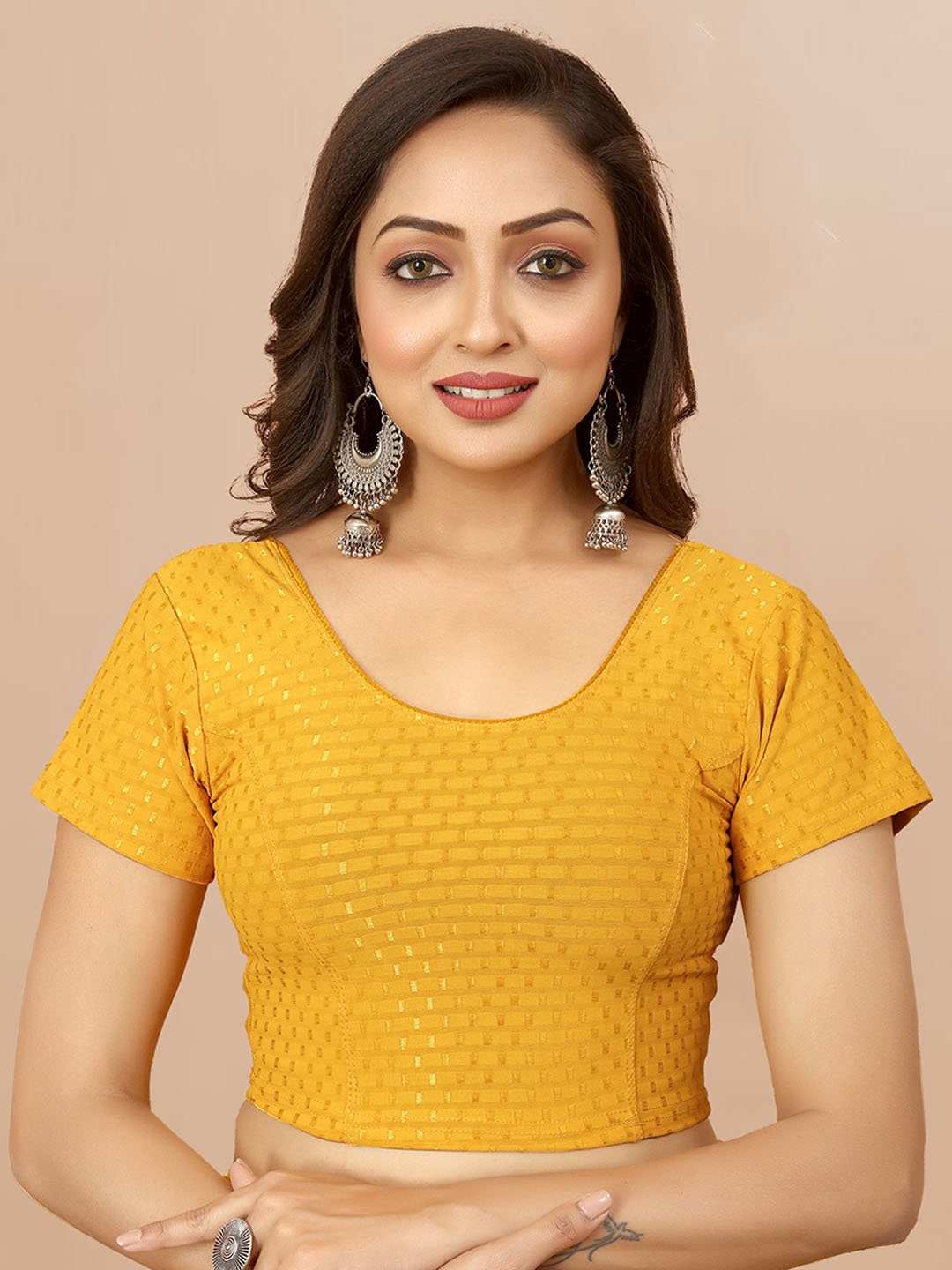 

N N ENTERPRISE Woven Design Saree Blouse, Yellow