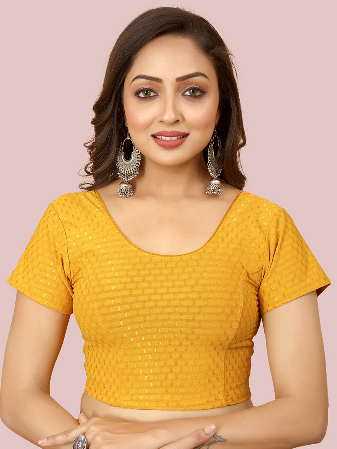 

N N ENTERPRISE Self Design Readymade Saree Blouse, Yellow