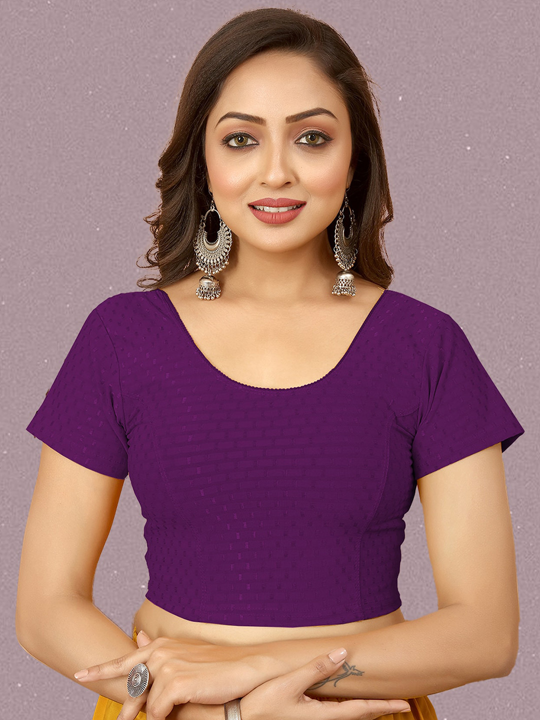 

N N ENTERPRISE Woven Design Saree Blouse, Purple