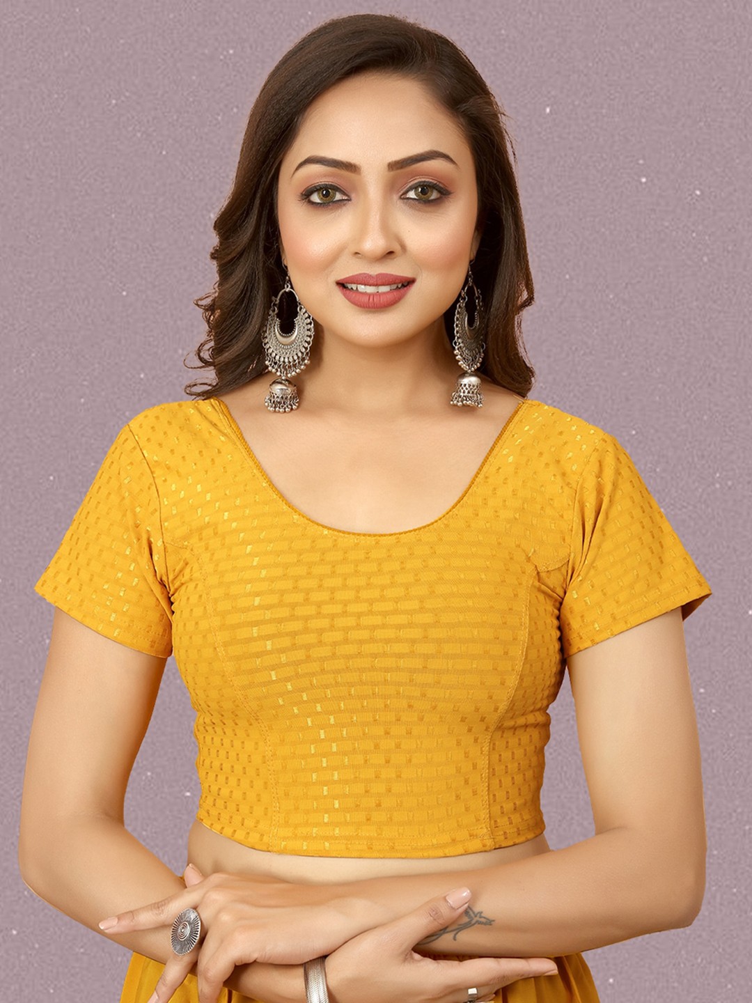 

N N ENTERPRISE Self Design Princess Cut Saree Blouse, Yellow