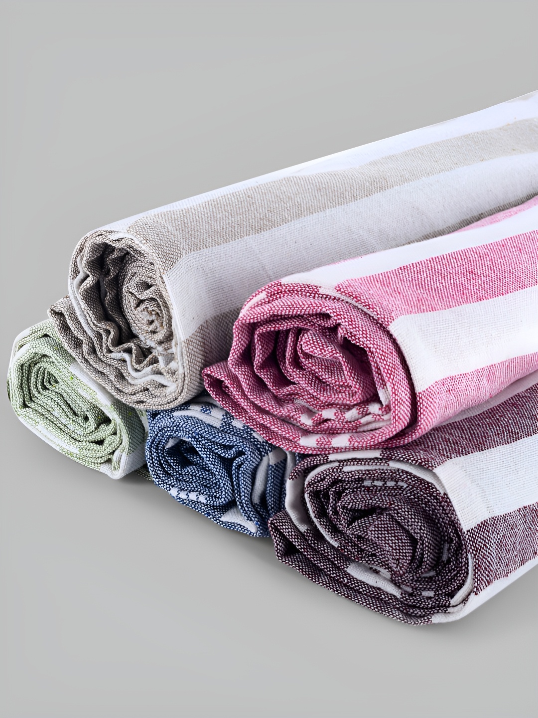 

Aura Purple & Blue 5 Pieces Striped Cotton 210 GSM Towel Set