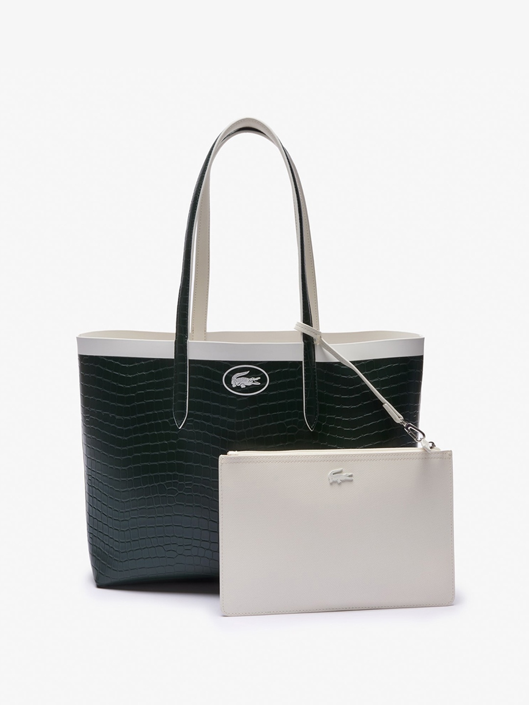 

Lacoste Shopper Tote Bag with Cut Work, White
