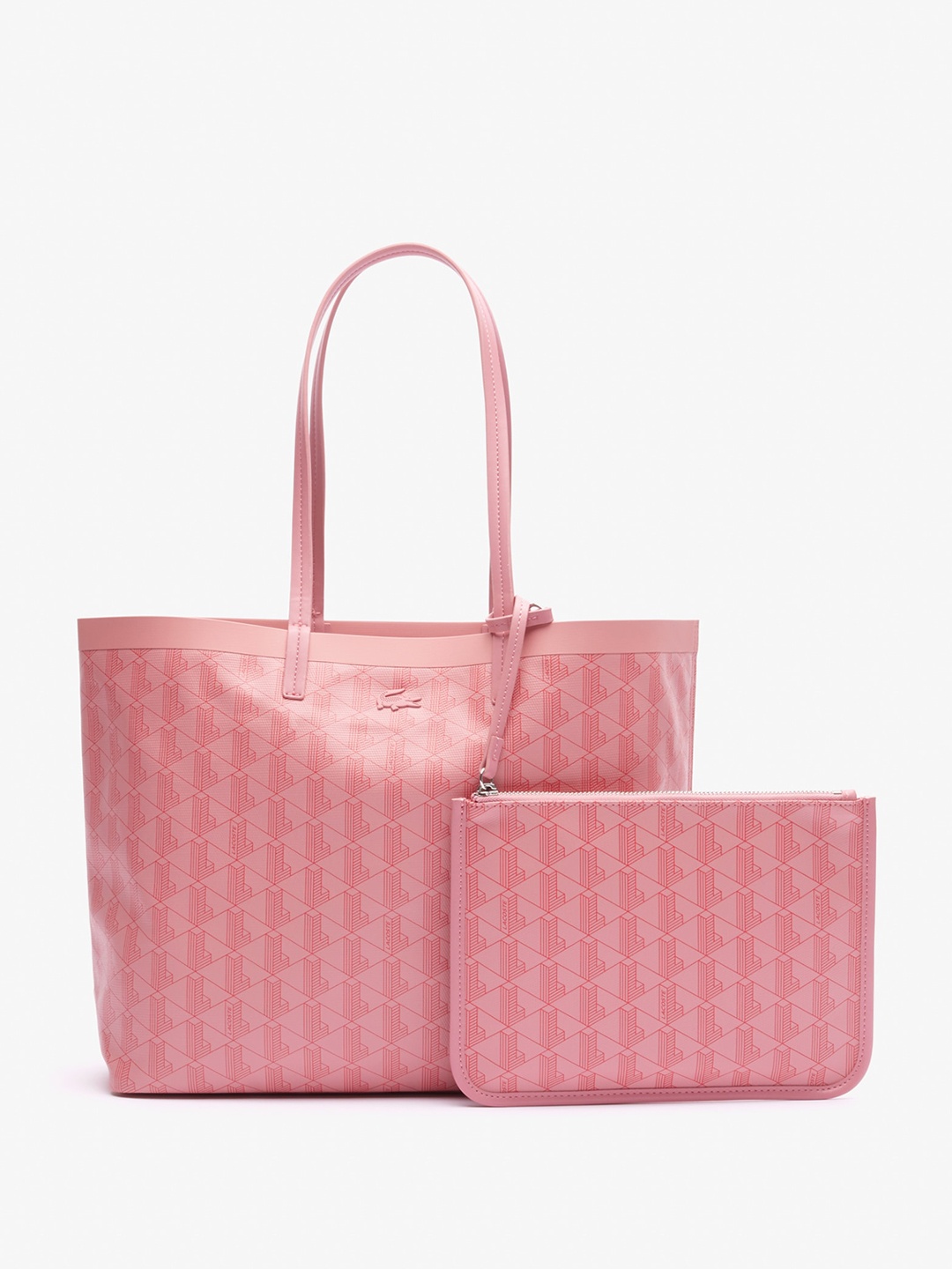 Lacoste Textured Oversized Shopper Tote Bag, Pink