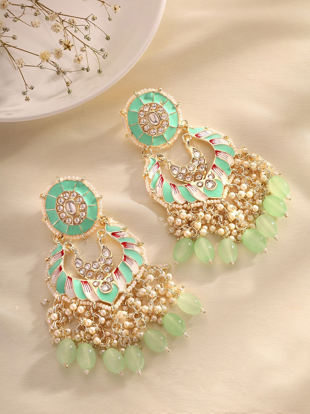 

Priyaasi Contemporary Jhumkas Earrings, Green