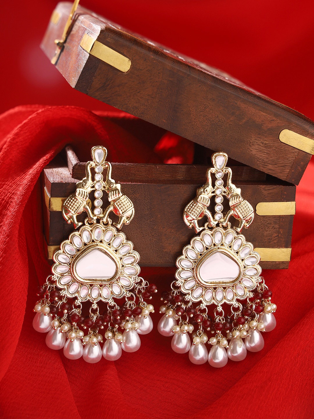 

Priyaasi Contemporary Drop Earrings, Maroon