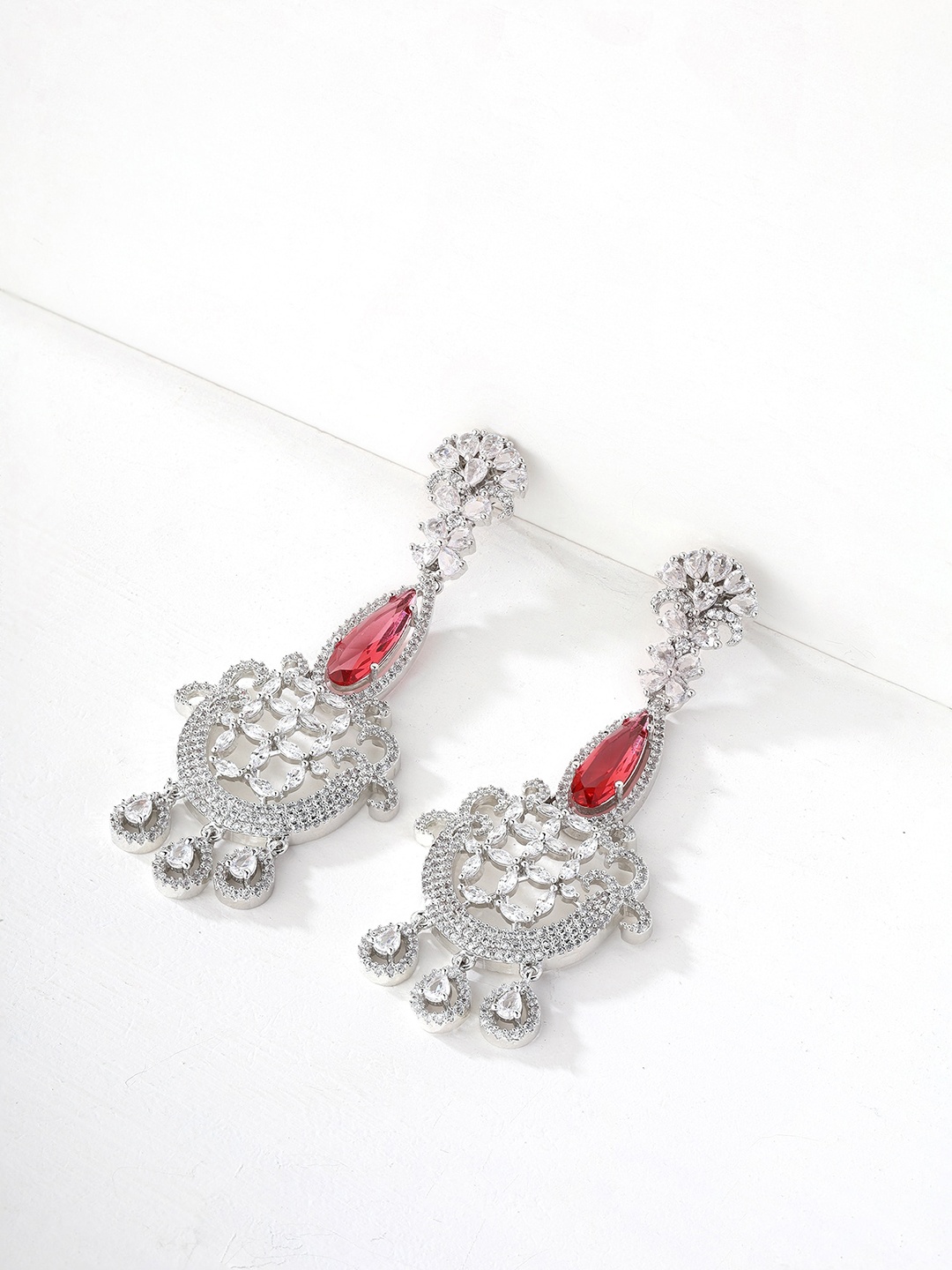 

Priyaasi Contemporary Drop Earrings, Red