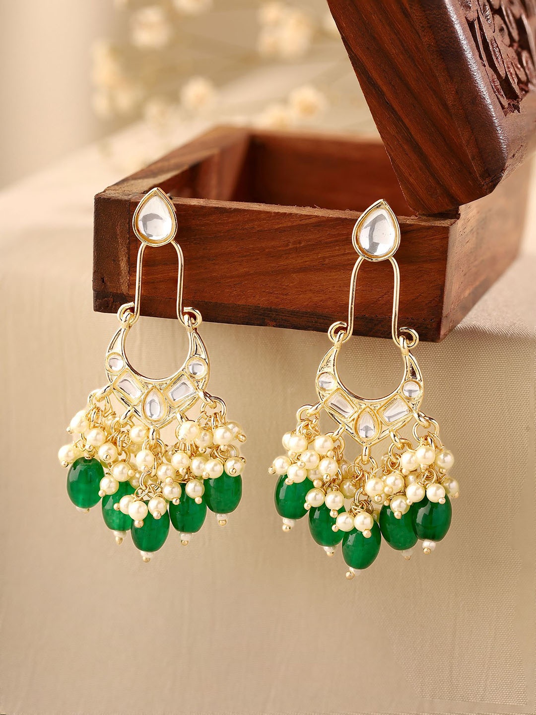 

Priyaasi Contemporary Jhumkas Earrings, Green