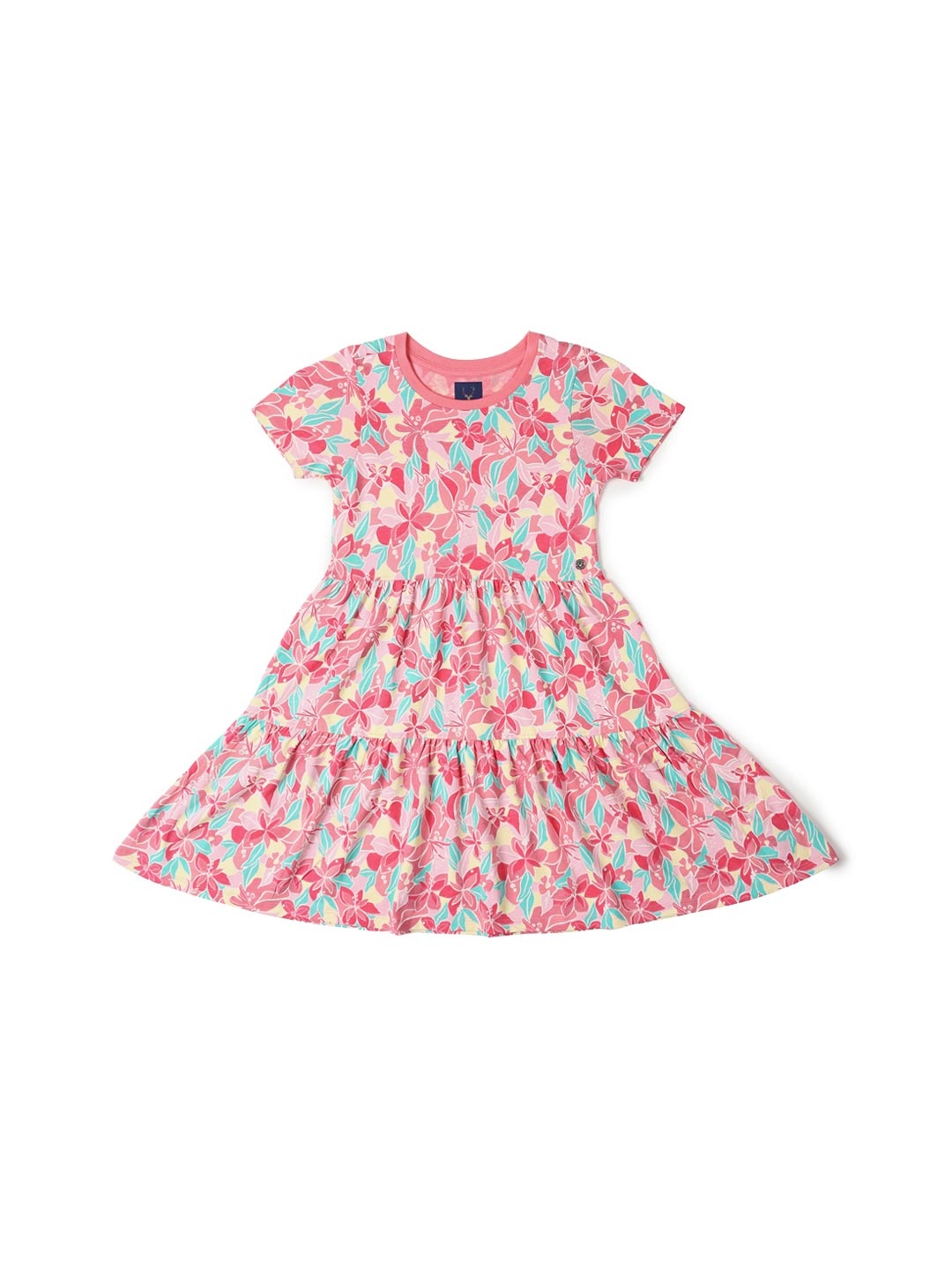 Allen Solly Junior Floral Print Fit & Flare Dress, Pink