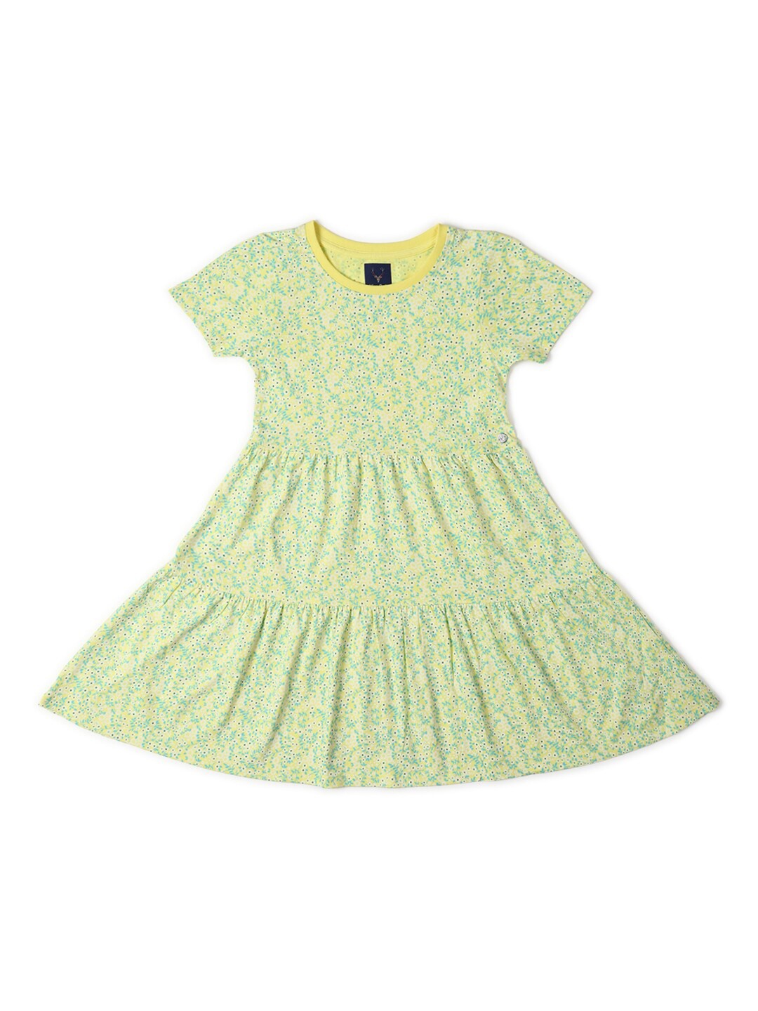 

Allen Solly Junior Girls Pure Cotton Floral Print Fit & Flare Dress, Yellow