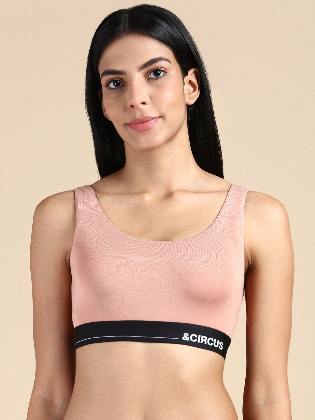 

&CIRCUS High Coverage Non-Padded Non Wired Moisture Wicking MicroModal Lounge Bra, Nude