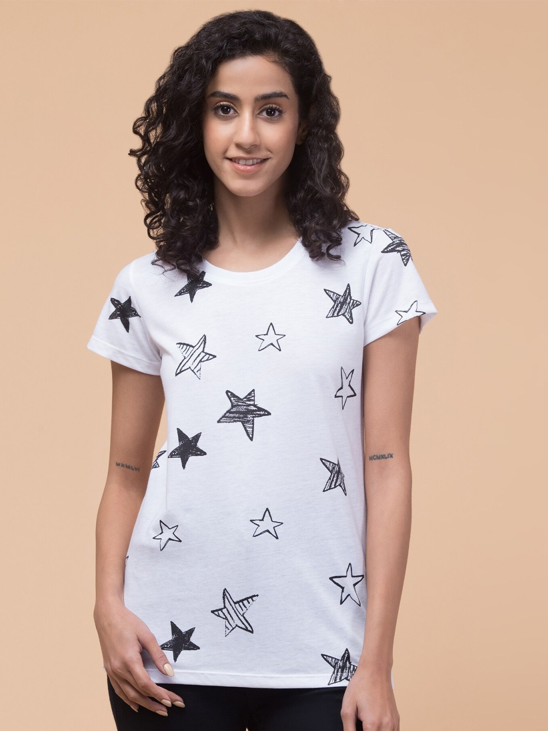 

BAESD Women Printed Pockets T-shirt, White