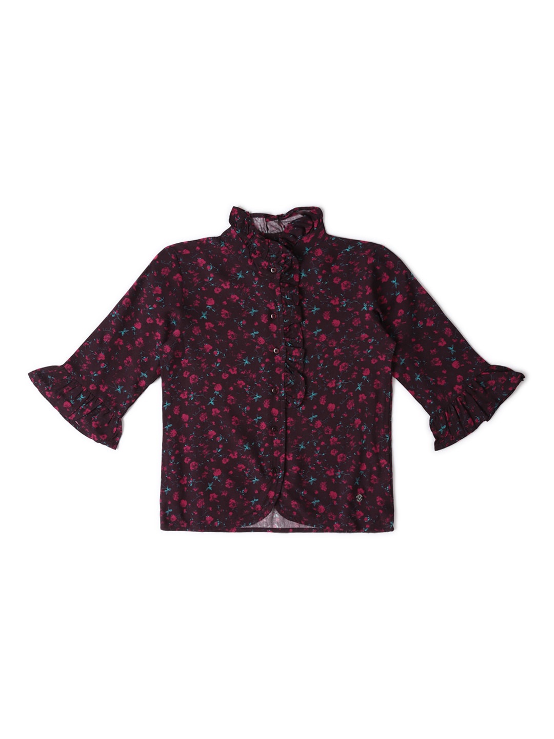 

Allen Solly Junior Floral Print Bell Sleeve Cotton Top, Maroon