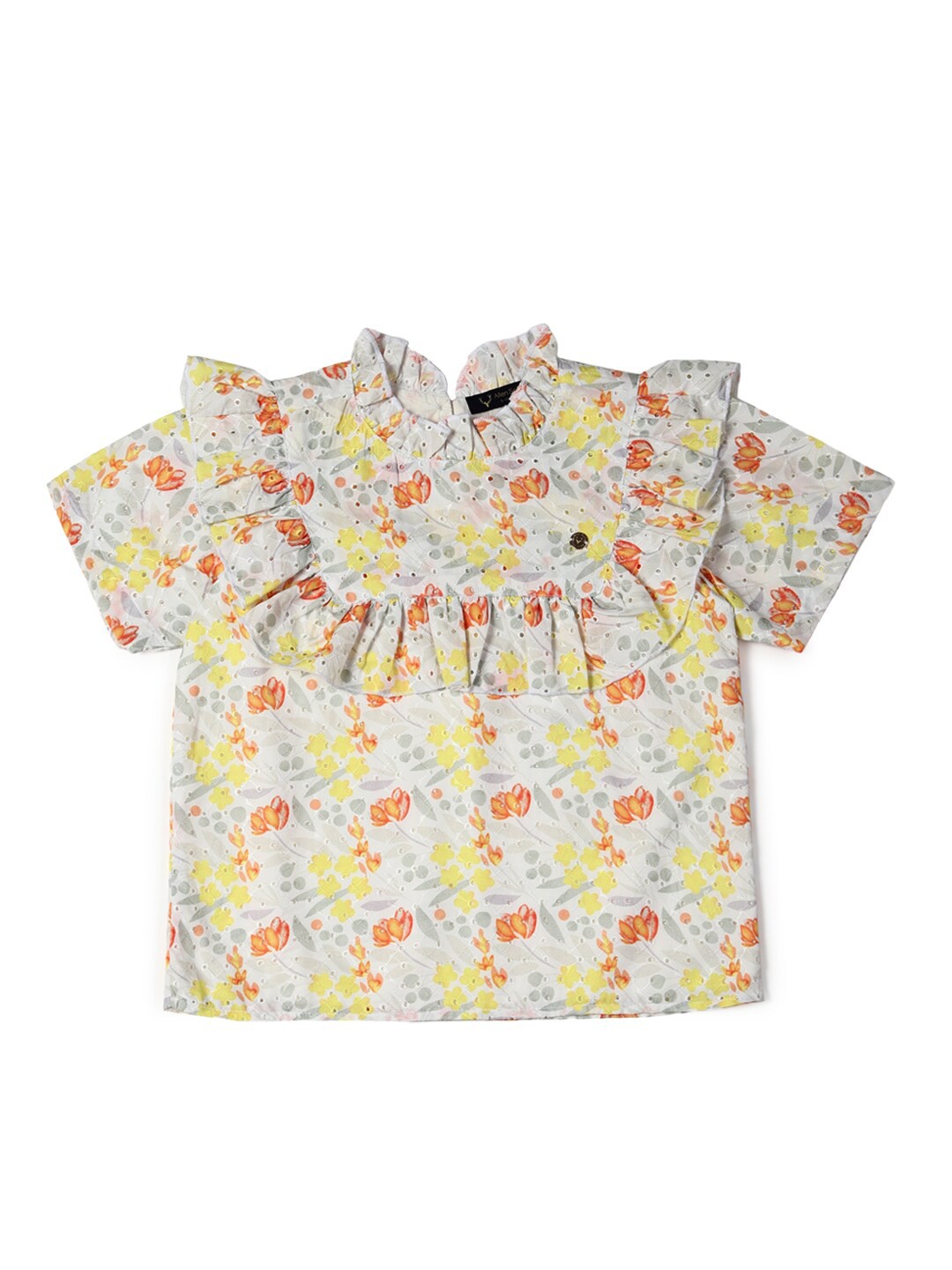 

Allen Solly Junior Floral Print Cold-Shoulder Cotton Top, White