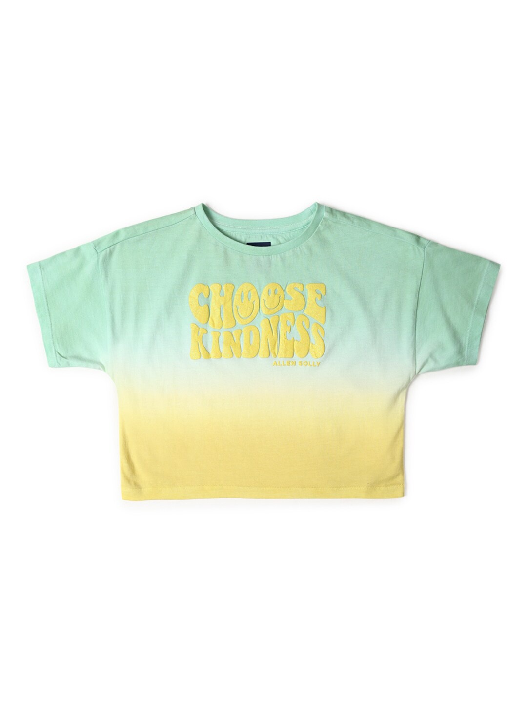 Allen Solly Junior Girls Typography Applique T-shirt, Green