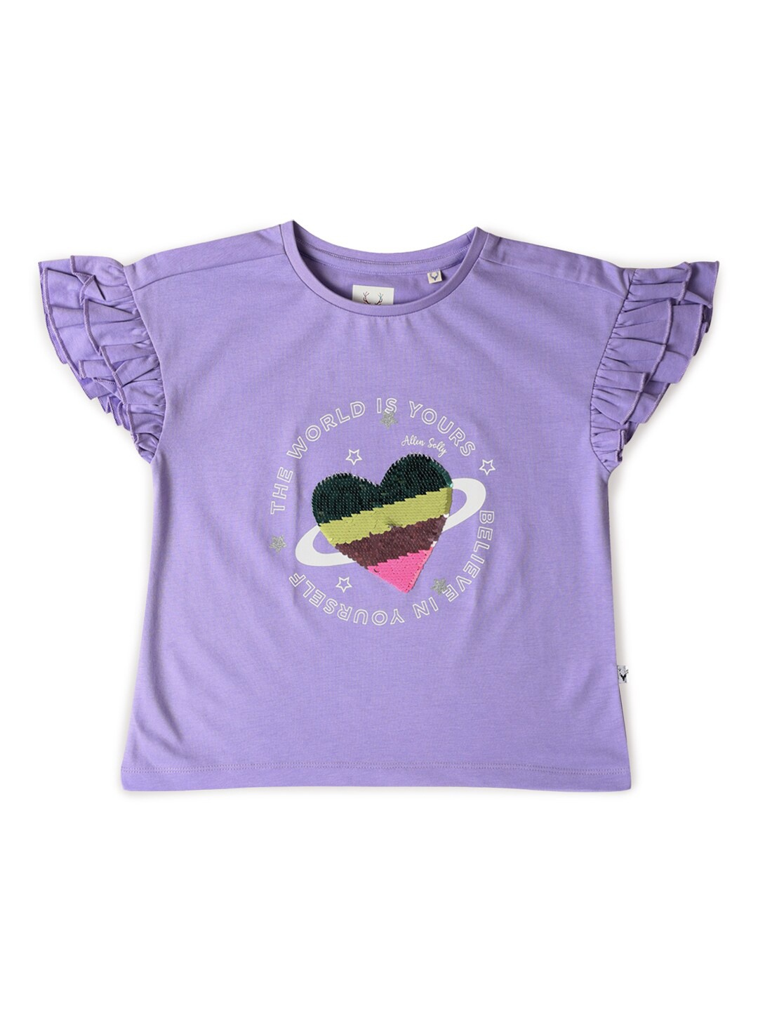 Allen Solly Junior Girls Typography Printed T-shirt, Purple
