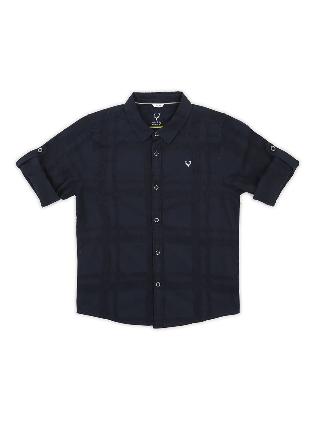 

Allen Solly Junior Boys Slim Fit Opaque Checked Casual Shirt, Navy blue