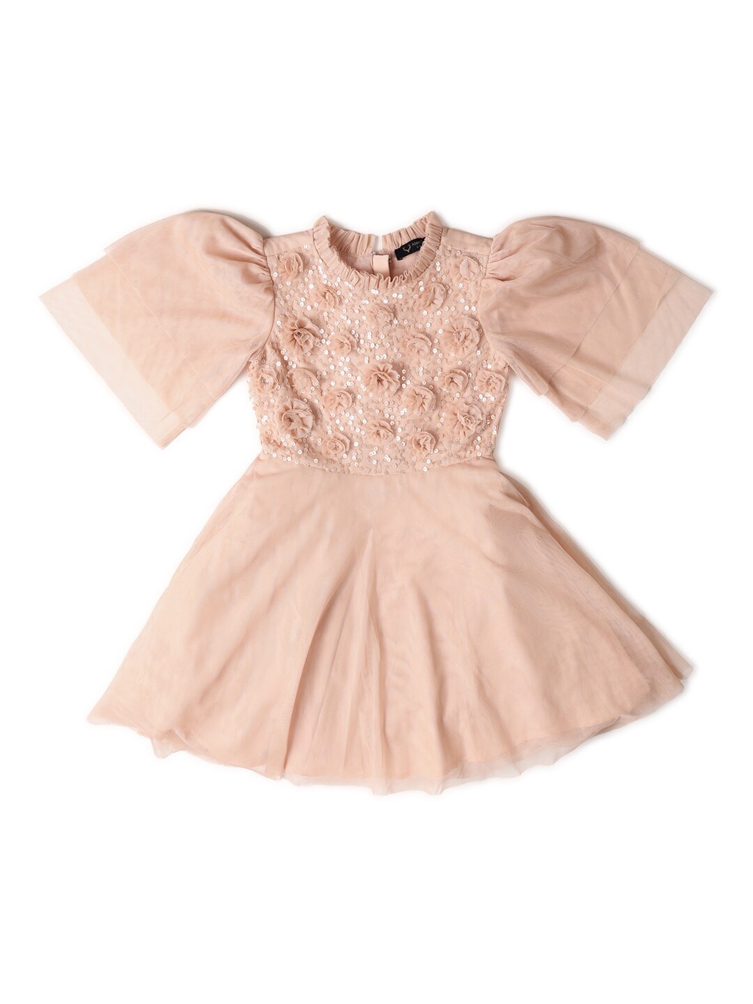 

Allen Solly Junior Embellished Cotton Fit & Flare Dress, Beige