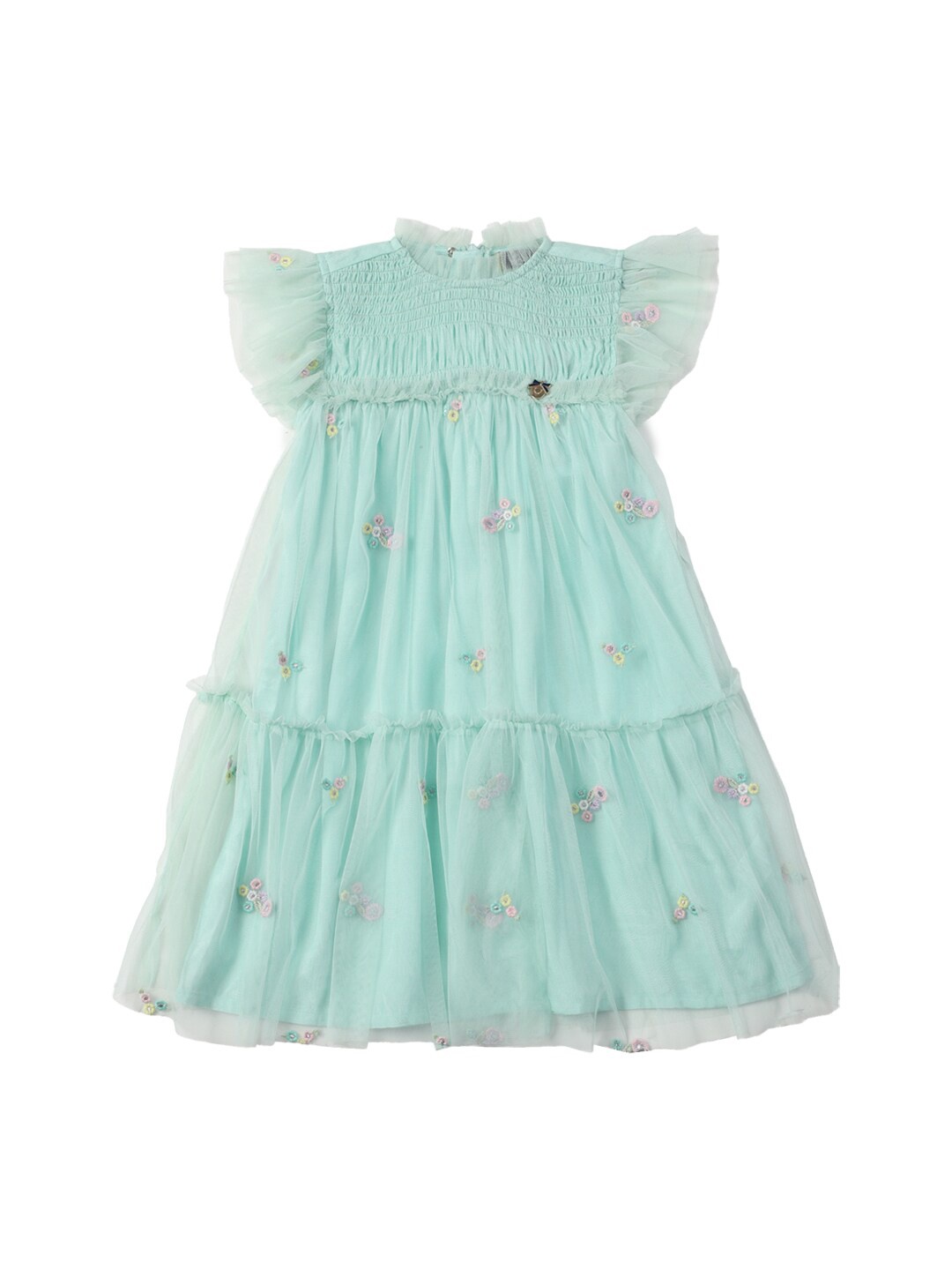 

Allen Solly Junior Girls Pure Cotton Flutter Sleeve A-Line Dress, Green