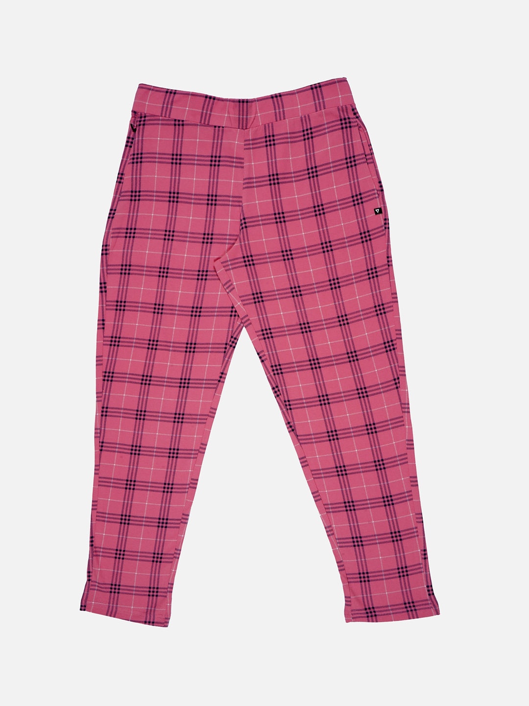

PROTEENS Women Checked Mid-Rise Cotton Track Pant, Peach